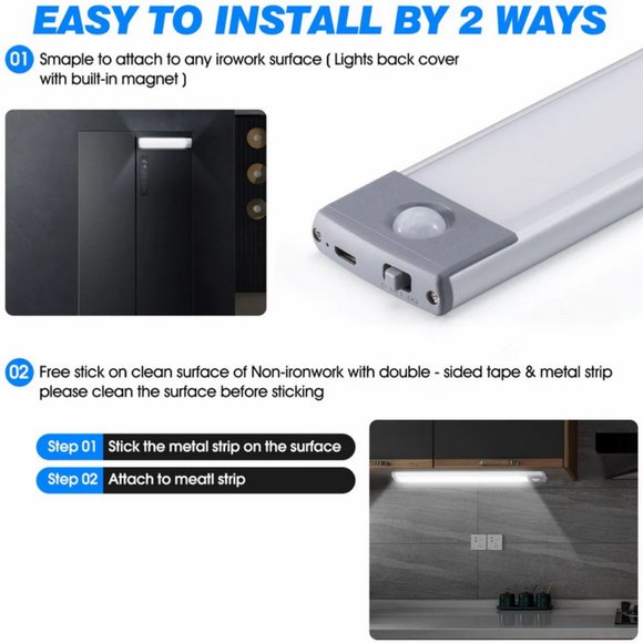 2 Pack LEPOTEC 54 LED Under Cabinet Lights Wireless Rechargeable - Picture 4 of 10